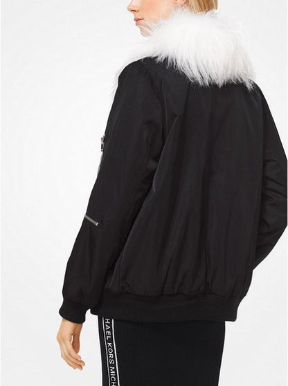 Goat Hair Collar Bomber Jacket