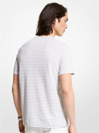 Striped Textured Cotton T-Shirt