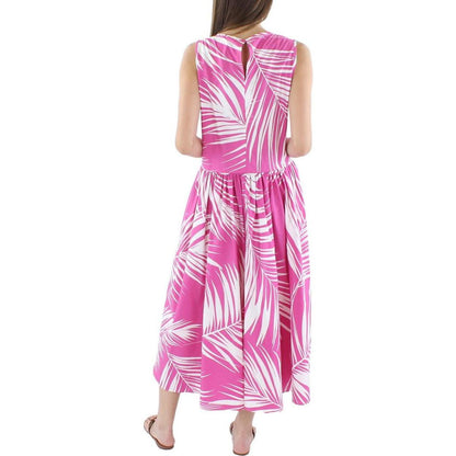 Womens Printed Mid-Calf Midi Dress