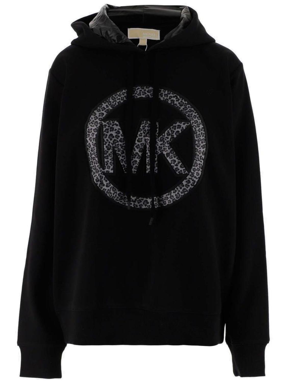 Michael Michael Kors Leopard Printed Logo Drawstring Hoodie