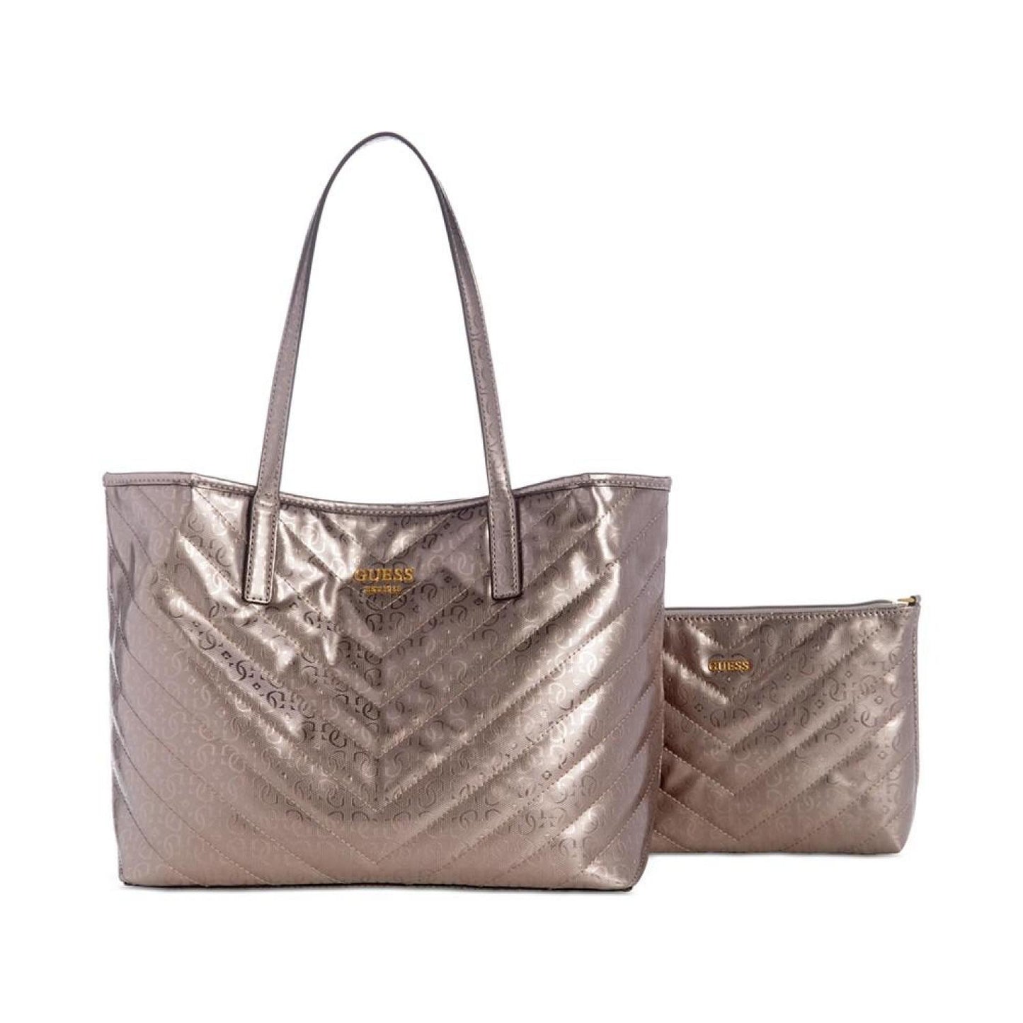 Vikky Medium Quilted Monogram Tote with Pouch