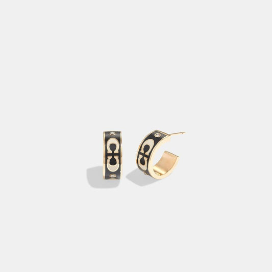 Coach Outlet Signature Enamel Huggie Earrings