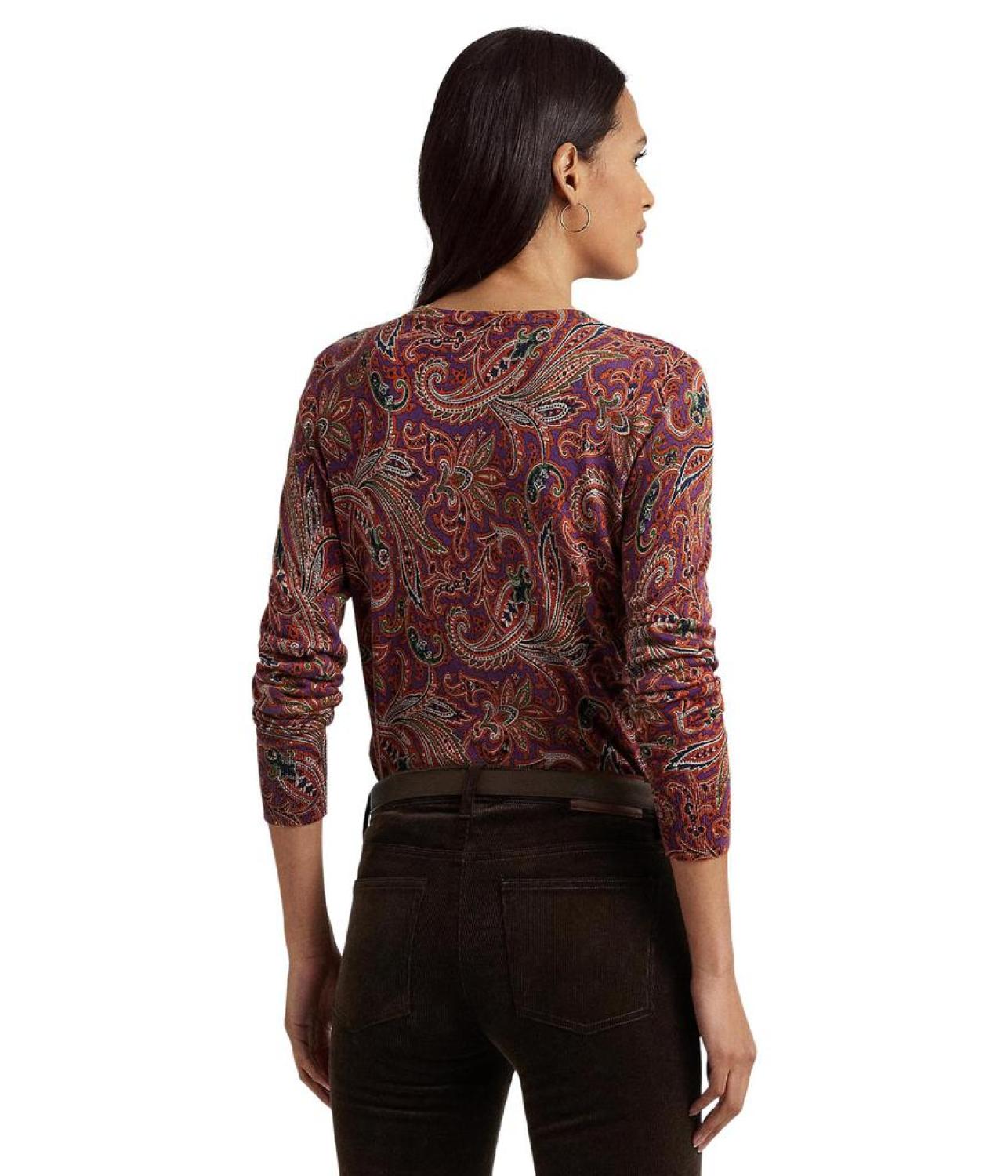 Petite Paisley Cotton-Blend Sweater