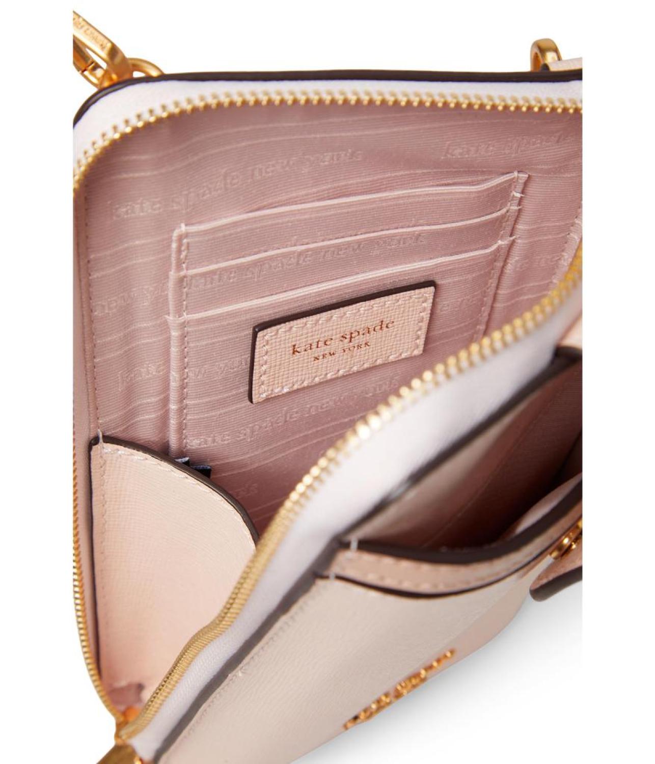 Morgan Color-Blocked Saffiano Leather North/South Phone Crossbody