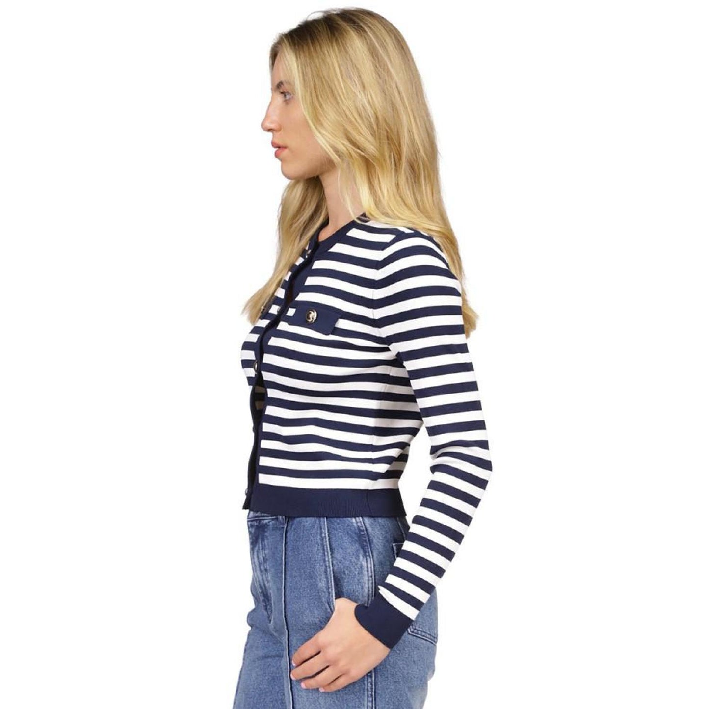 Women's Striped Button-Front Cardigan