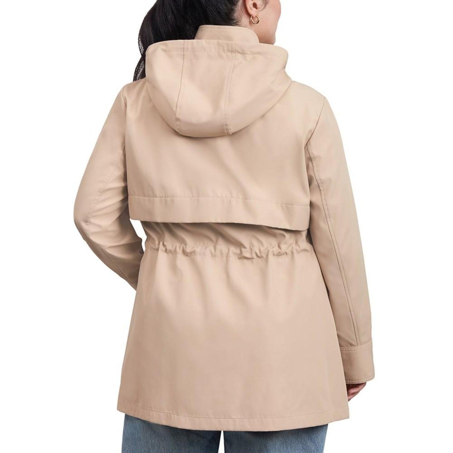 Women's Plus Size Hooded Water-Resistant Anorak Coat