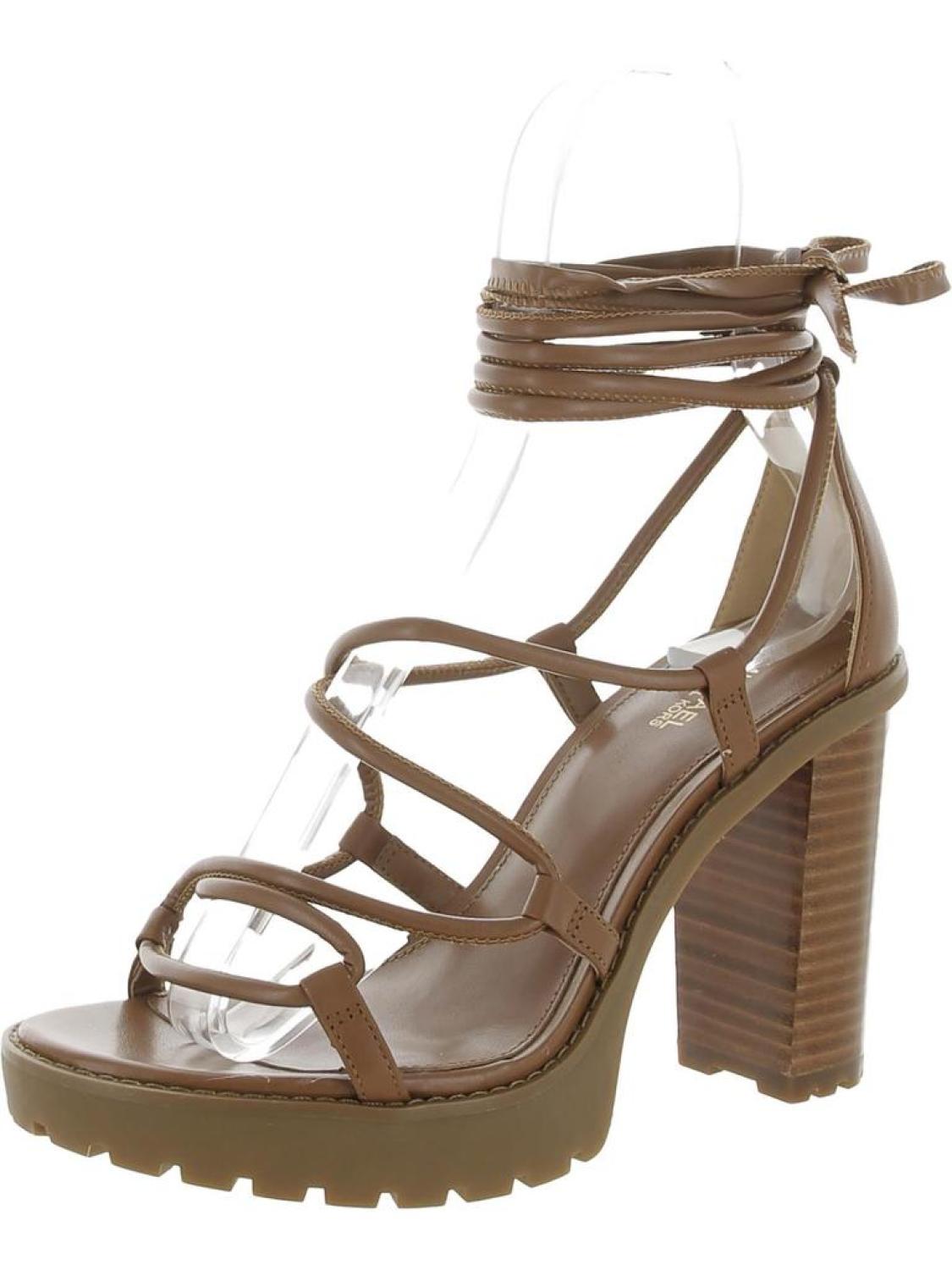 Vero Womens Leather Ankle Tie Platform Sandals