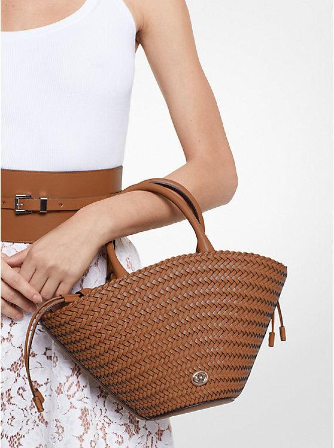 Audrey Woven Leather Market Bag