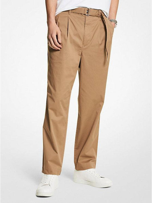 Stretch Cotton Belted Trousers