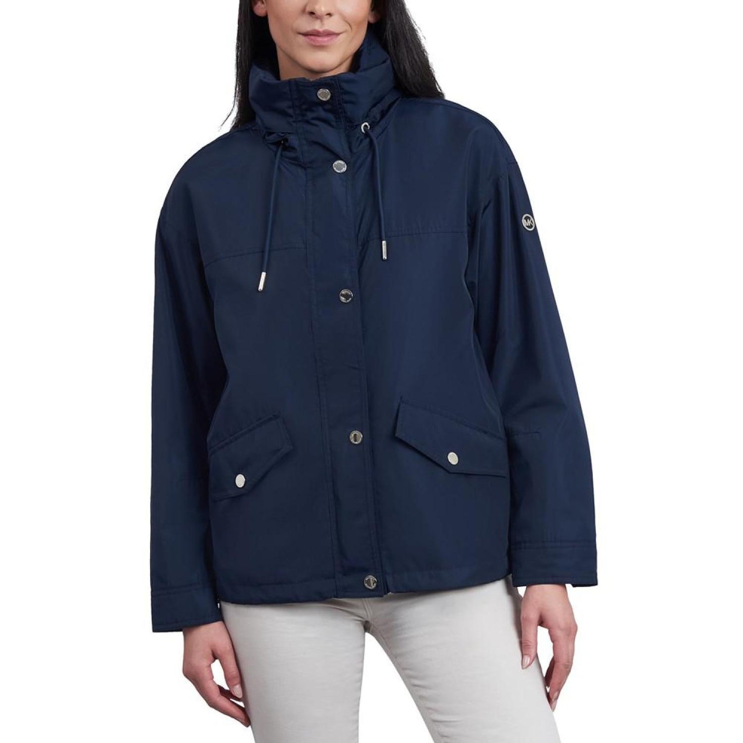 Women's Petite Hooded Bomber Raincoat