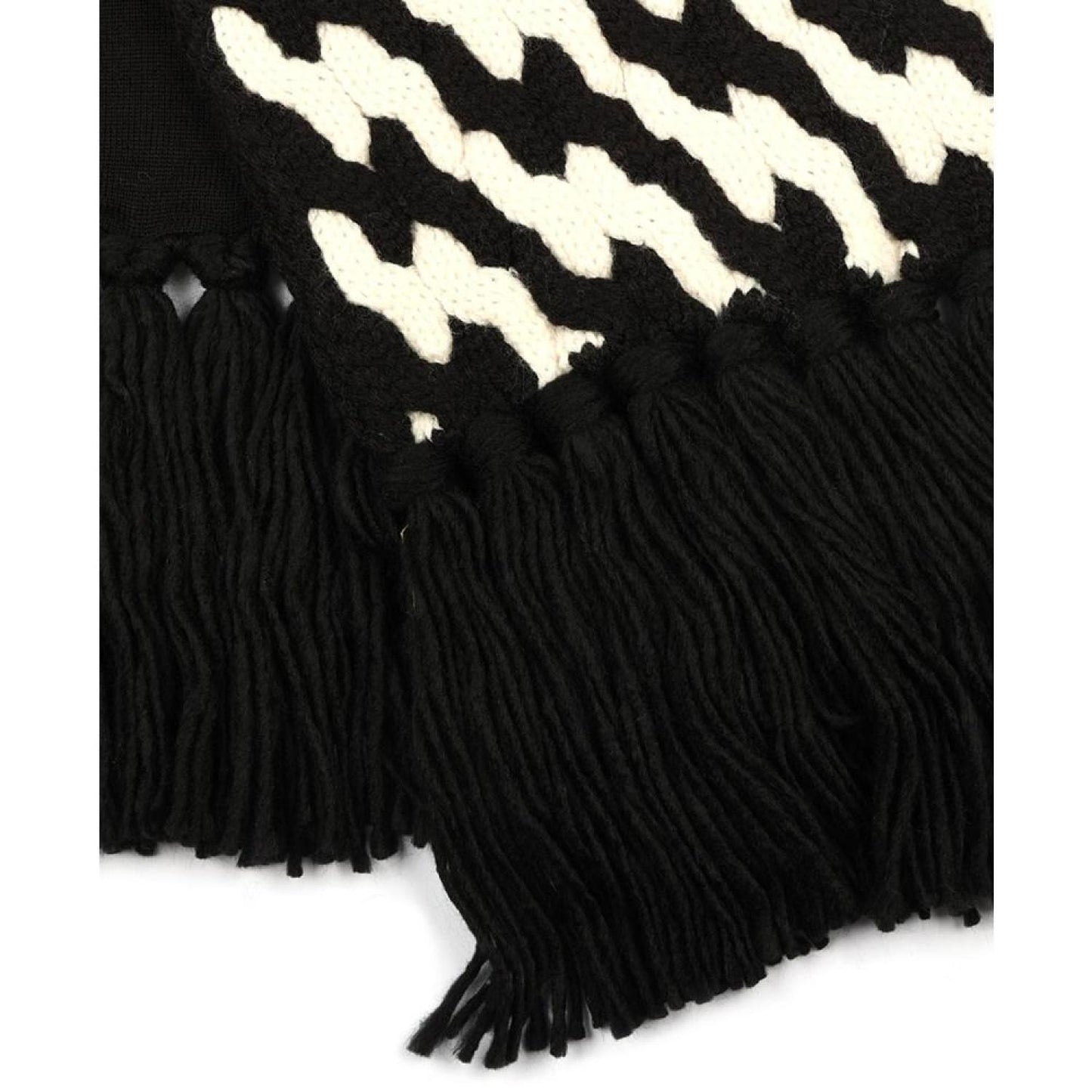 Women's Two-Tone Cable-Knit Fringe-Trim Scarf