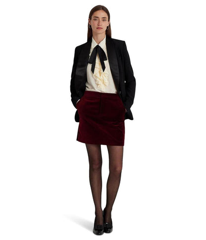 Satin-Trim Crepe Blazer