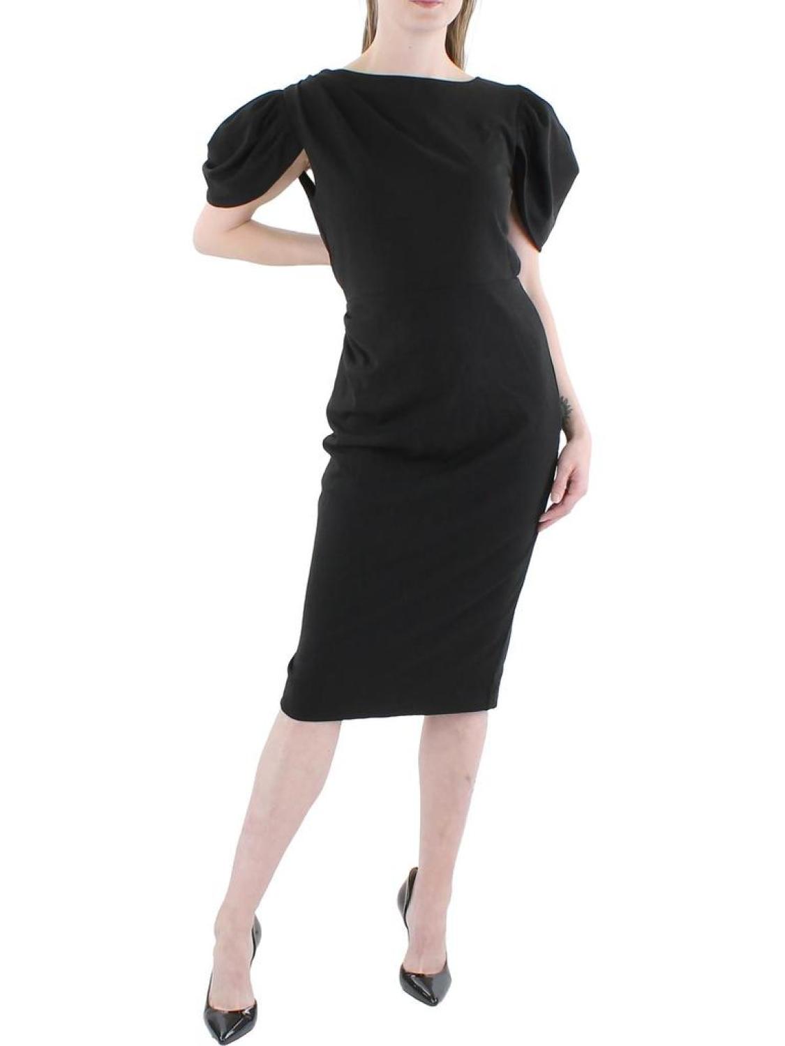 Womens Draped Formal Sheath Dress