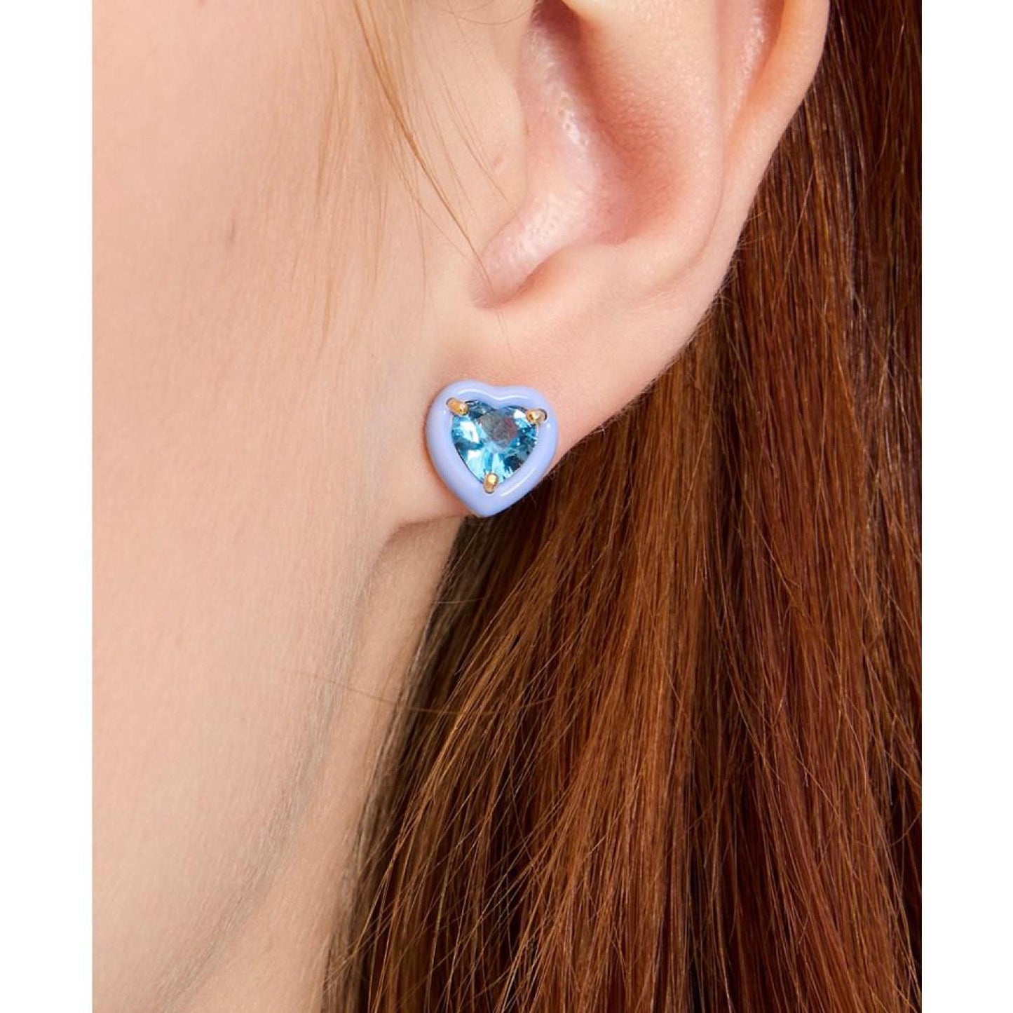 Gold-Tone Sweetheart Blue Stud Earrings