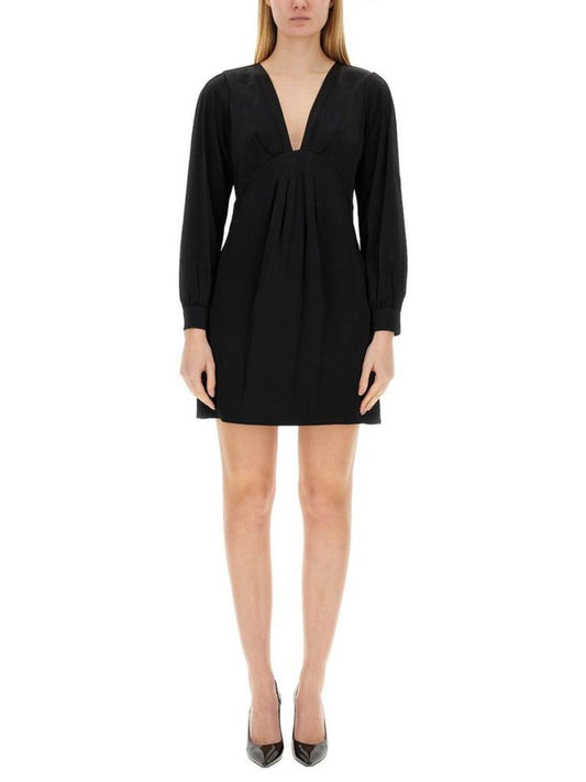 Michael Michael Kors V-Neck Long-Sleeved Dress