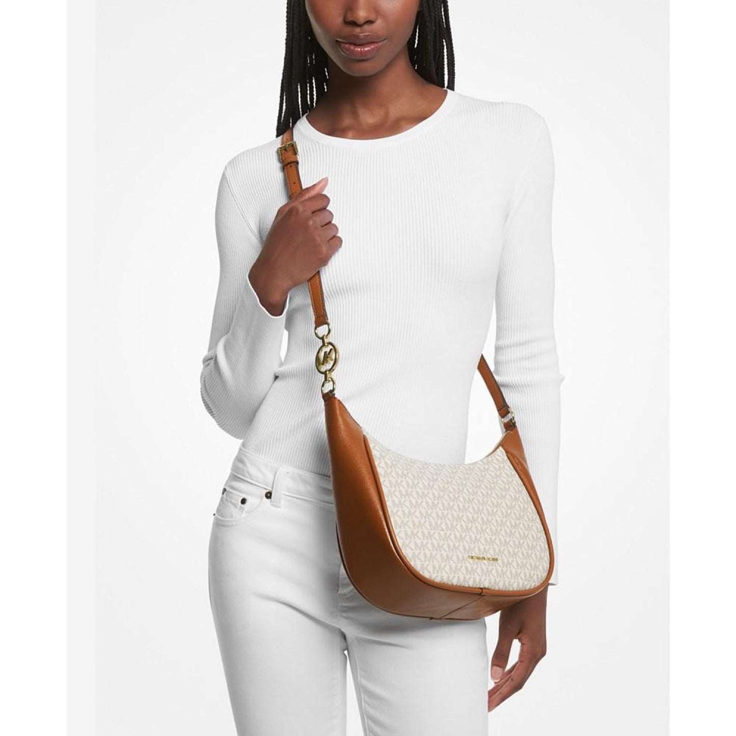 Logo Cheryl Medium Leather Adjustable Crossbody