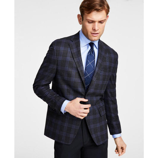 Men's Classic Fit Notch Lapel Plaid Sport Coat