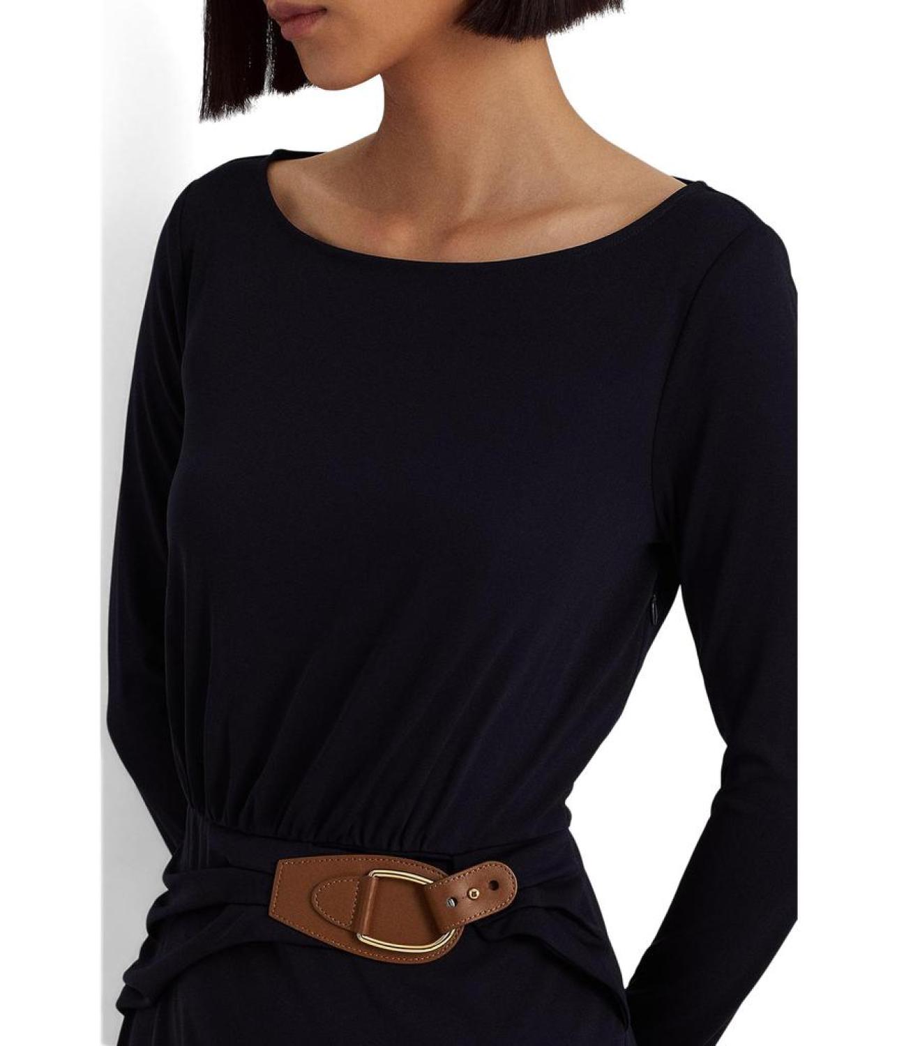 Buckle-Trim Stretch Jersey Dress