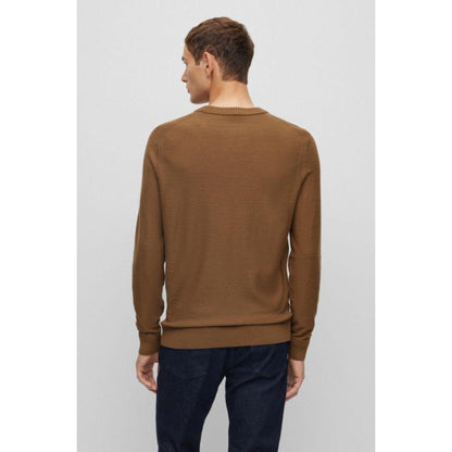 Wool-blend sweater with embroidered logo in regular fit