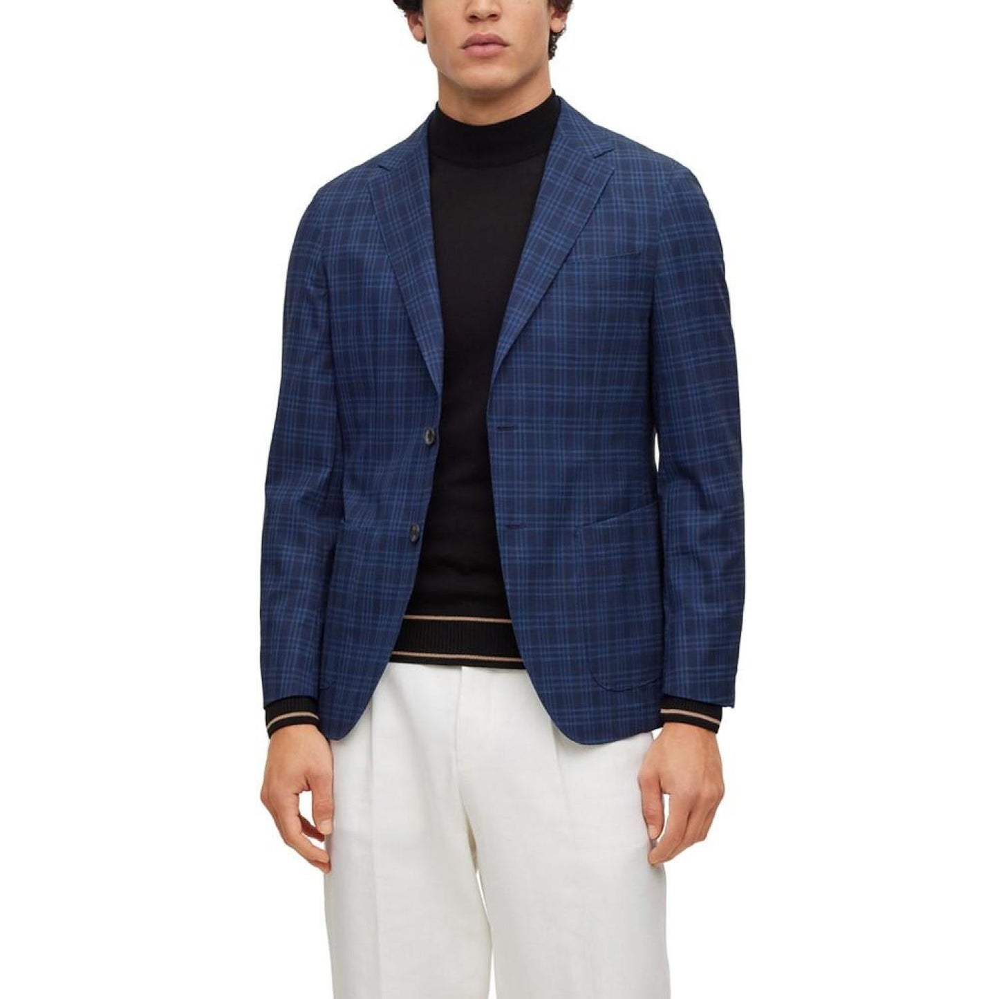 Men's Checked Stretch Slim-Fit Jacket