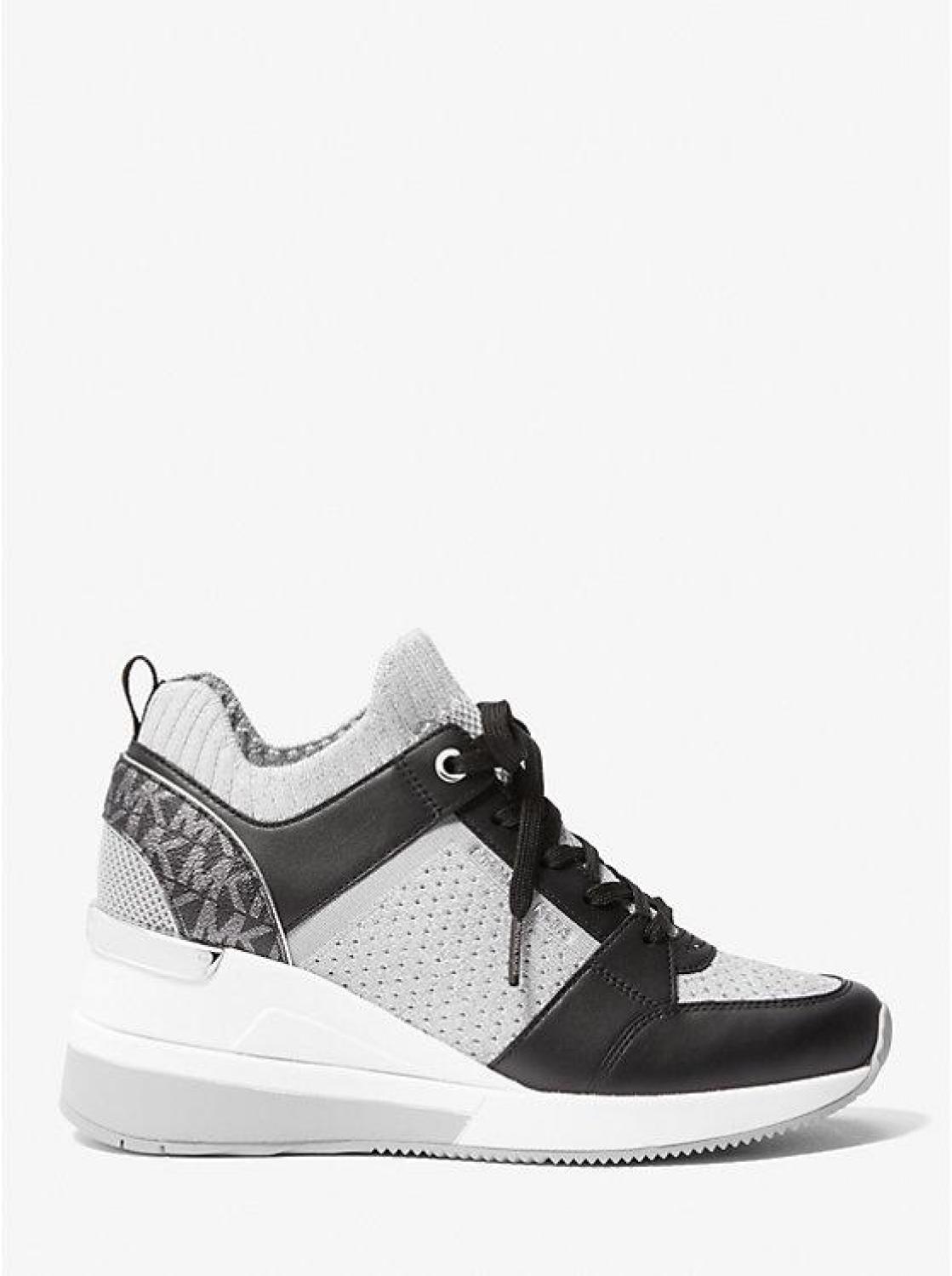 Georgie Stretch Knit and Leather Trainer