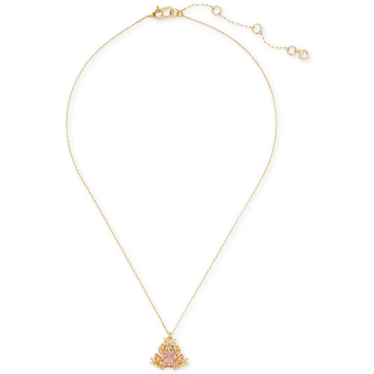 Gold-Tone Cubic Zirconia Frog Mini Pendant Necklace, 16" + 3" extender