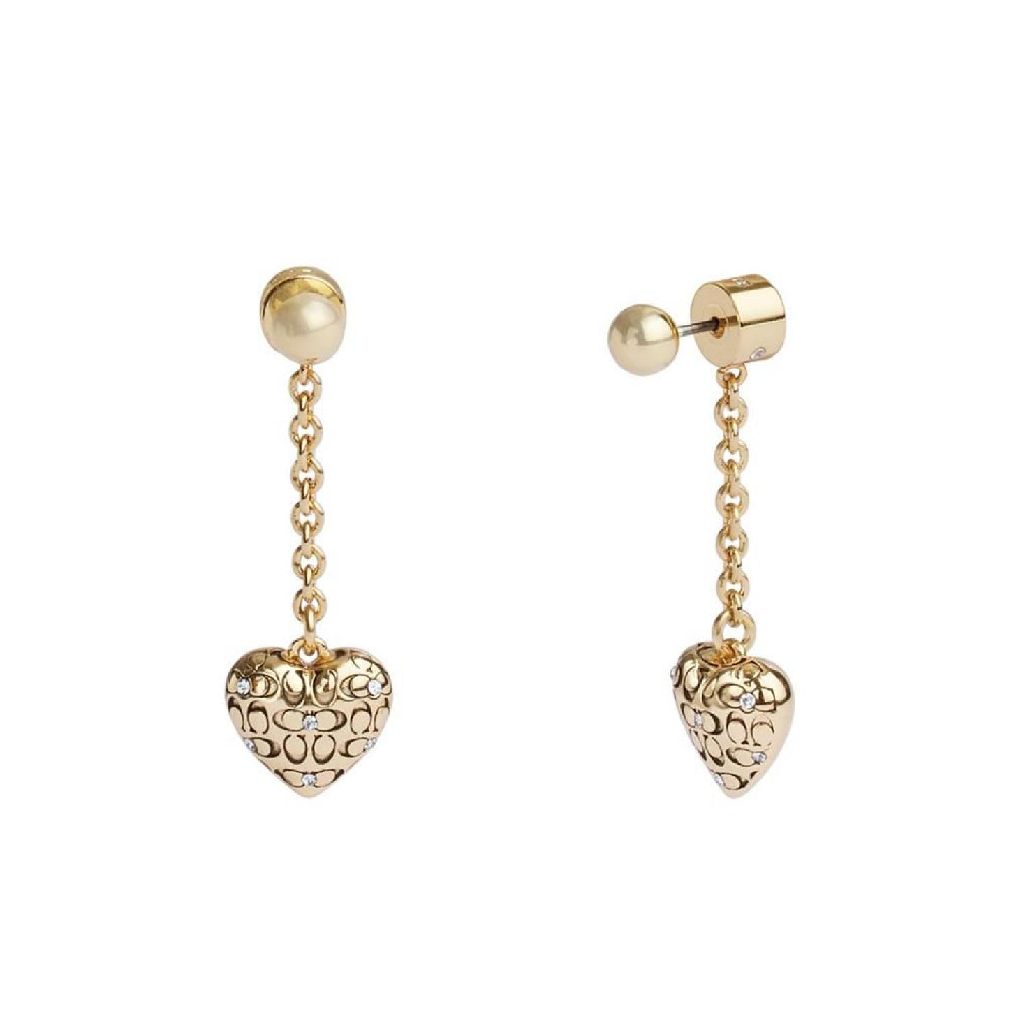 Faux Stone Signature Quilted Heart Front-Back Earrings