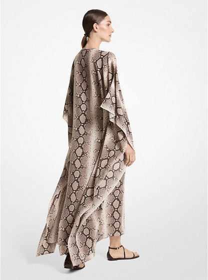 Python Organic Silk Crepe De Chine Caftan Dress