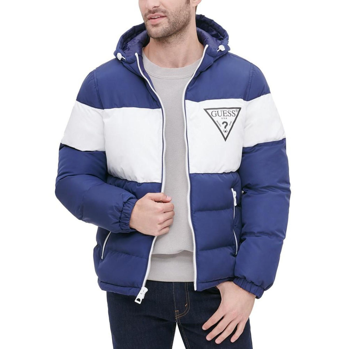 Men's Colorblock Hooded Puffer Jacket