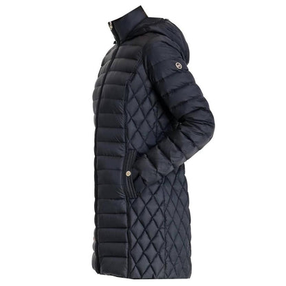 Hooded Down Packable Jacket Coat With Removable Hood In Black