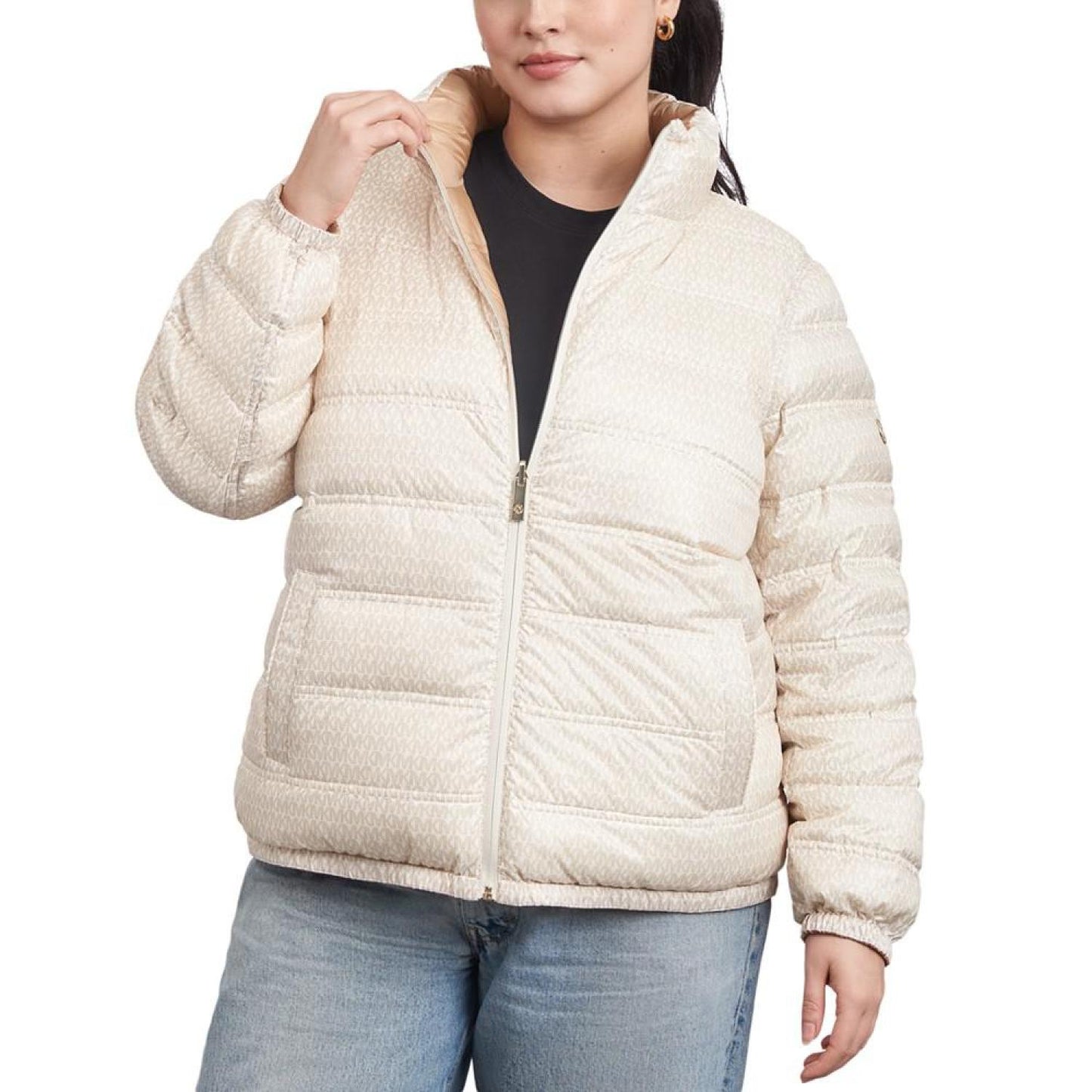 Women's Plus Size Reversible Shine Down Puffer Coat, Created for Macy's