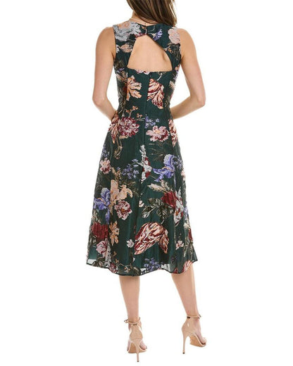 Marchesa Notte Floral Fil-Coupé Midi Dress