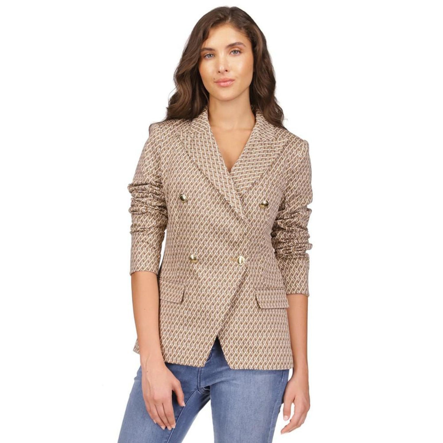 Women's Geo-Print Peak-Lapel Blazer