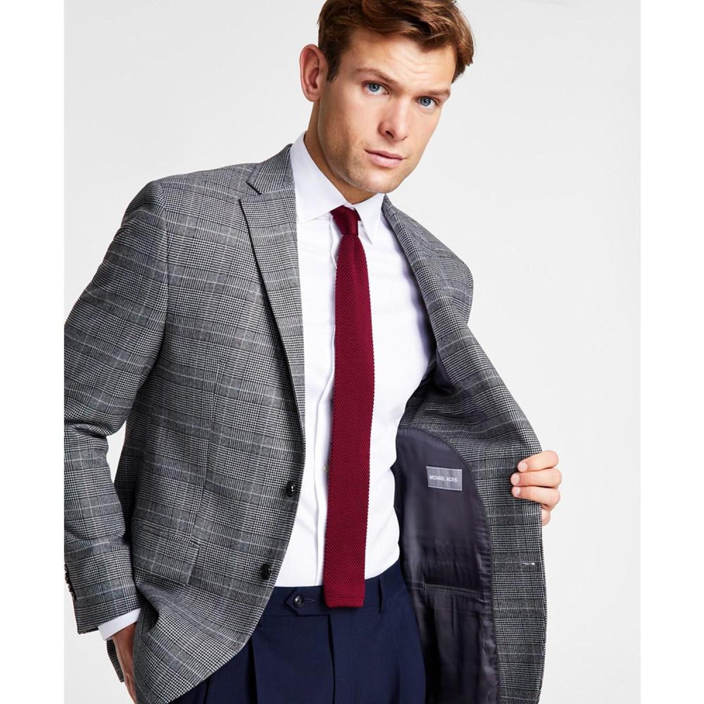 Men's Classic-Fit Stretch Plaid Sport Coat