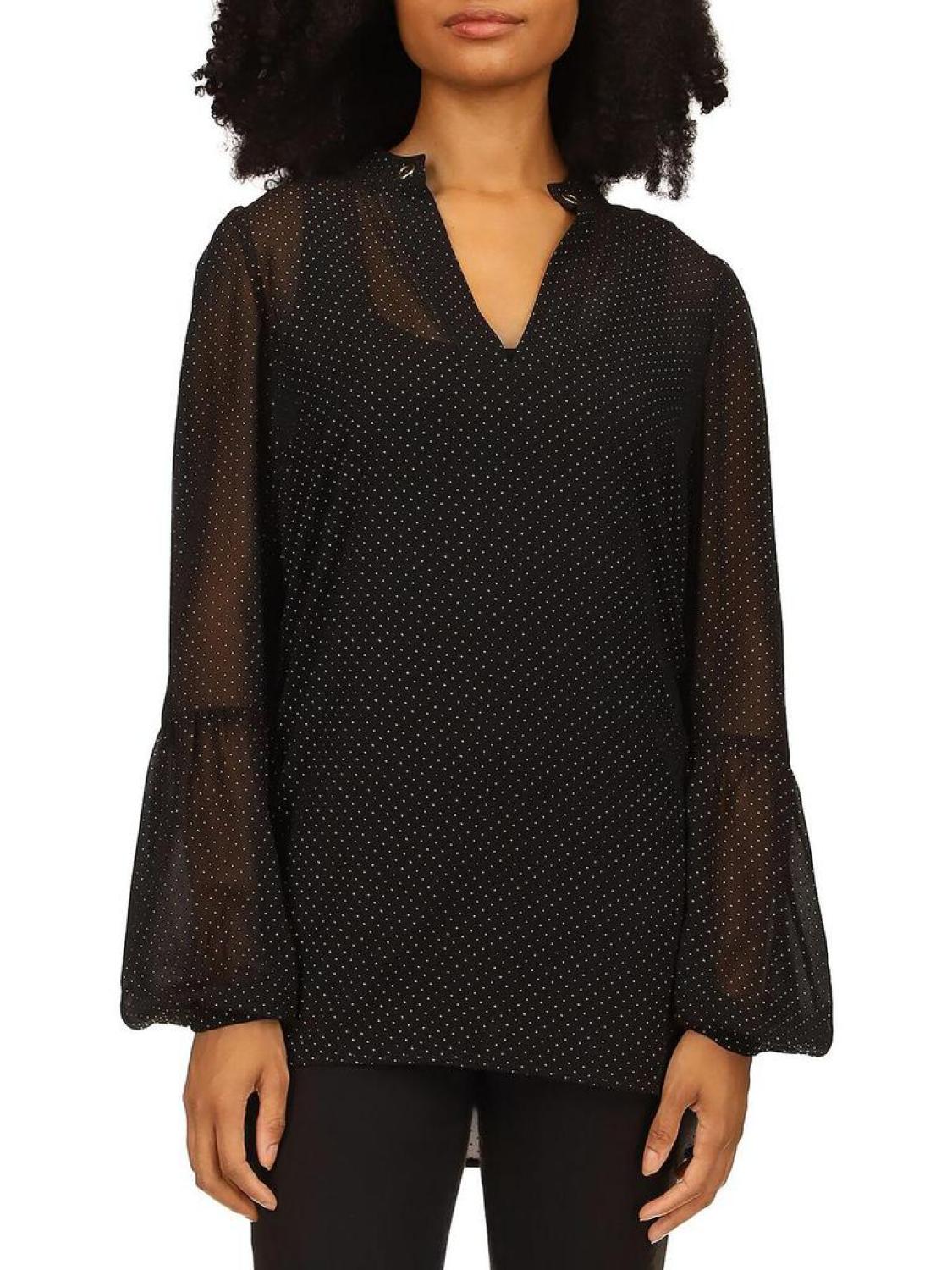 Womens Metallic Chiffon Tunic Top