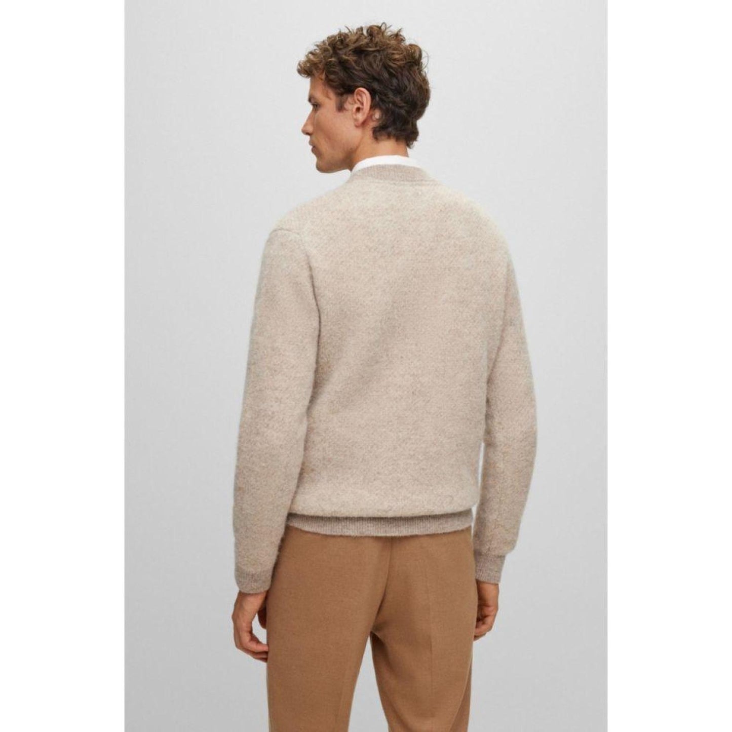 Two-tone sweater in alpaca-blend jacquard