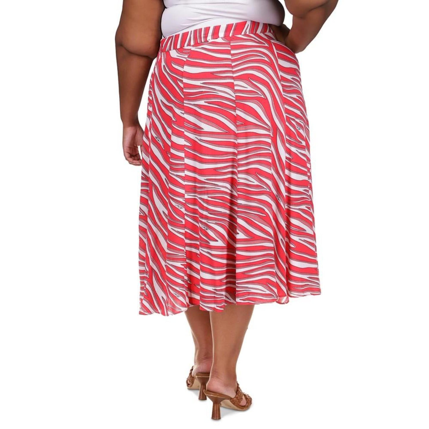 Plus Size Zebra-Print Midi Skirt