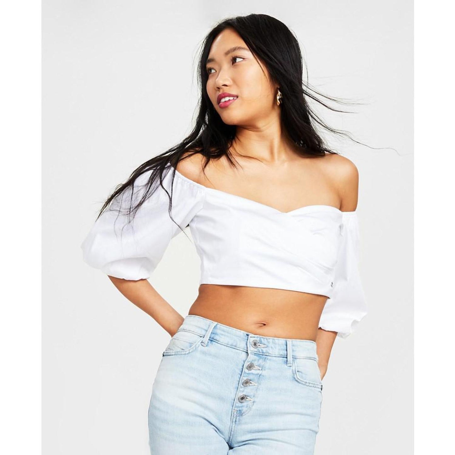 Women's Off-the-Shoulder Cropped Blouse