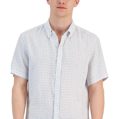 Men's Linen Printed Slim-Fit Button-Down Shirt