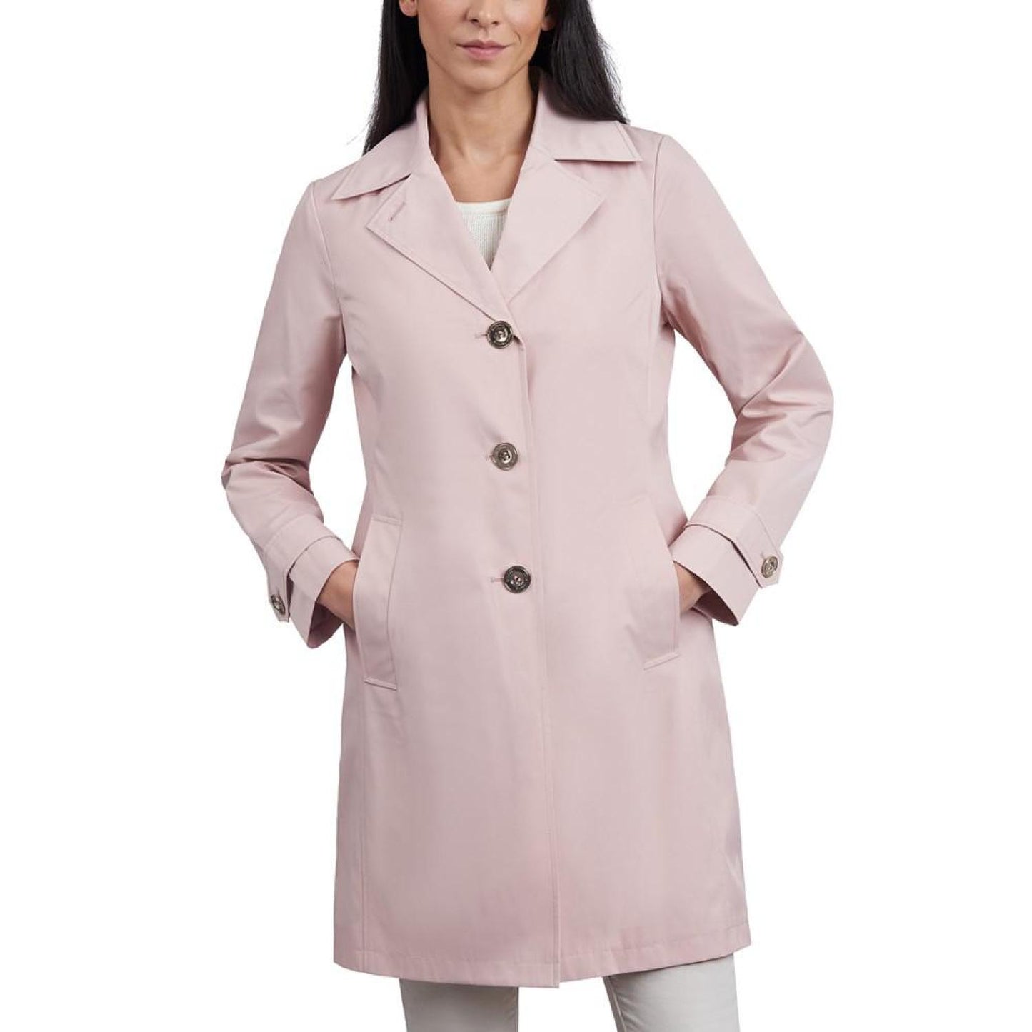 Women's Petite Single-Breasted Reefer Trench Coat, Created for Macy's