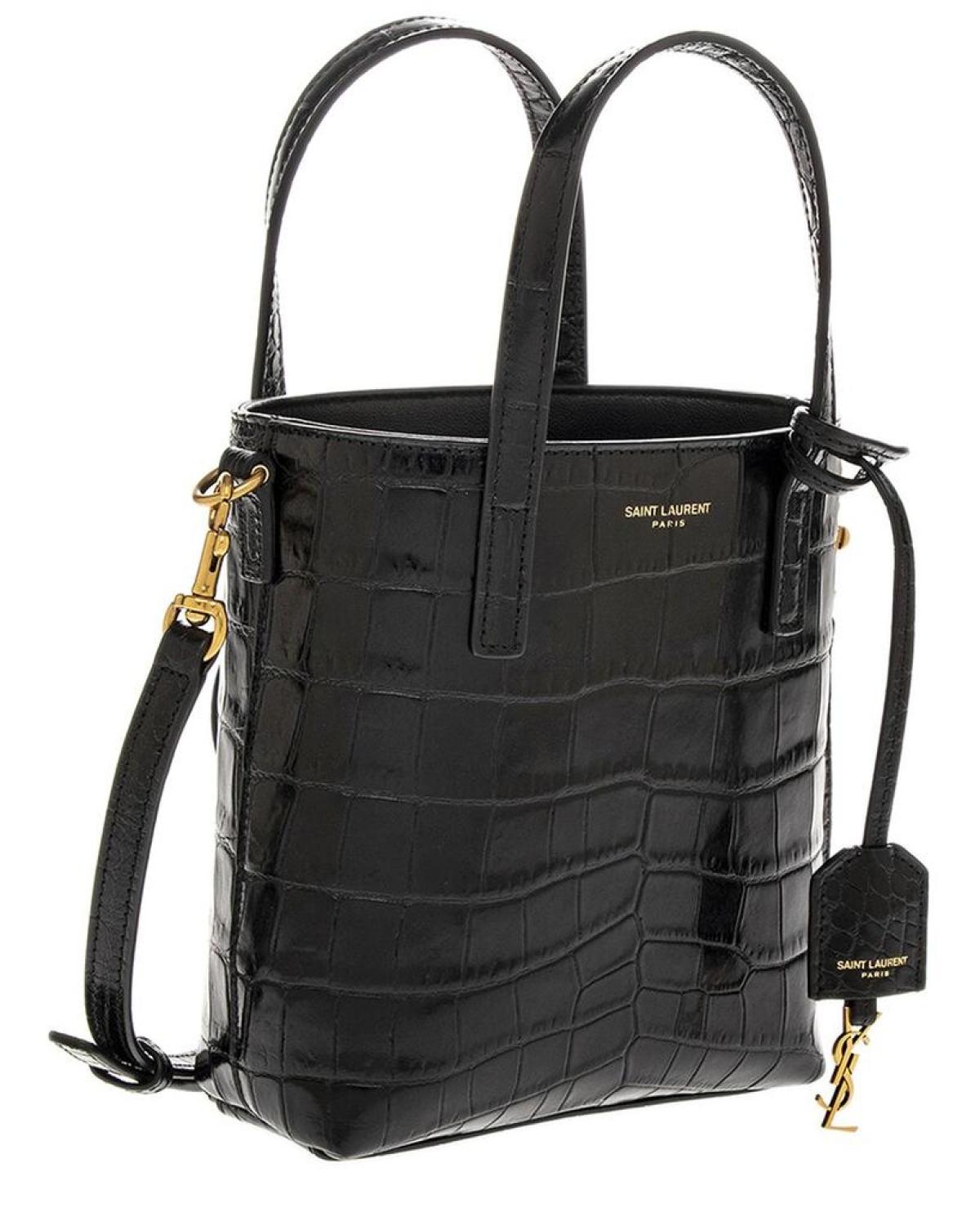 Saint Laurent Toy Mini Croc-Embossed Leather Tote