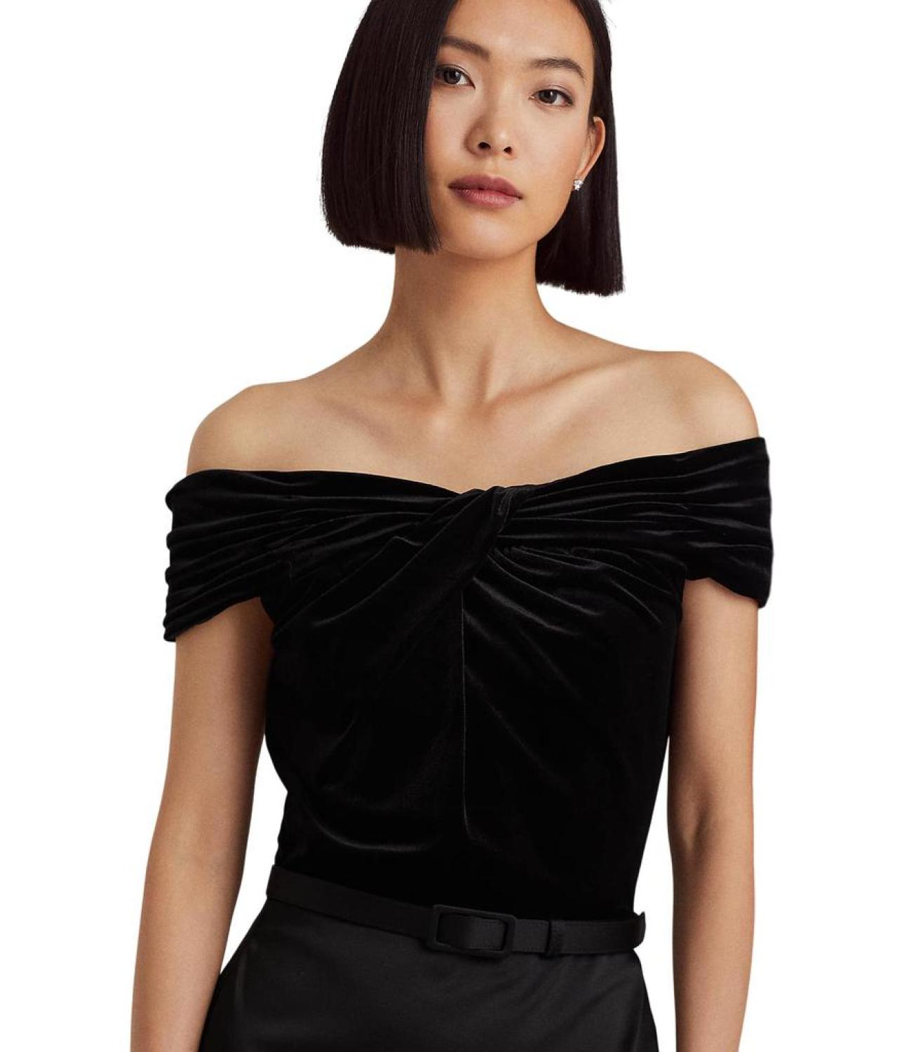 Belted Off-the-Shoulder Cocktail Dress