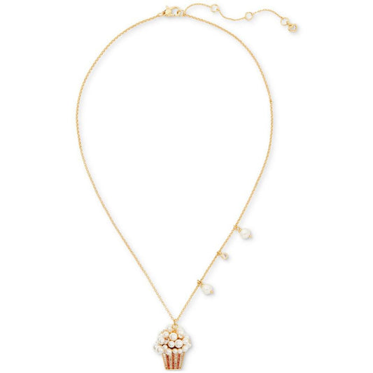 Gold-Tone Crystal & Imitation Pearl Popcorn Pendant Necklace, 18" + 3" extender