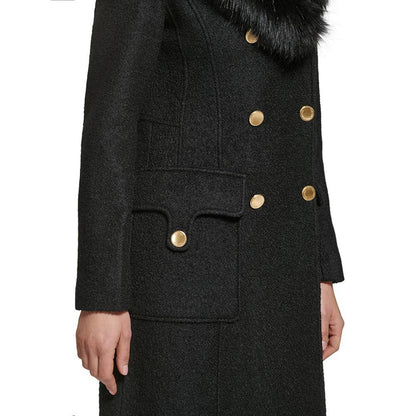 Women's Faux-Fur Collar Double-Breasted Walker Coat