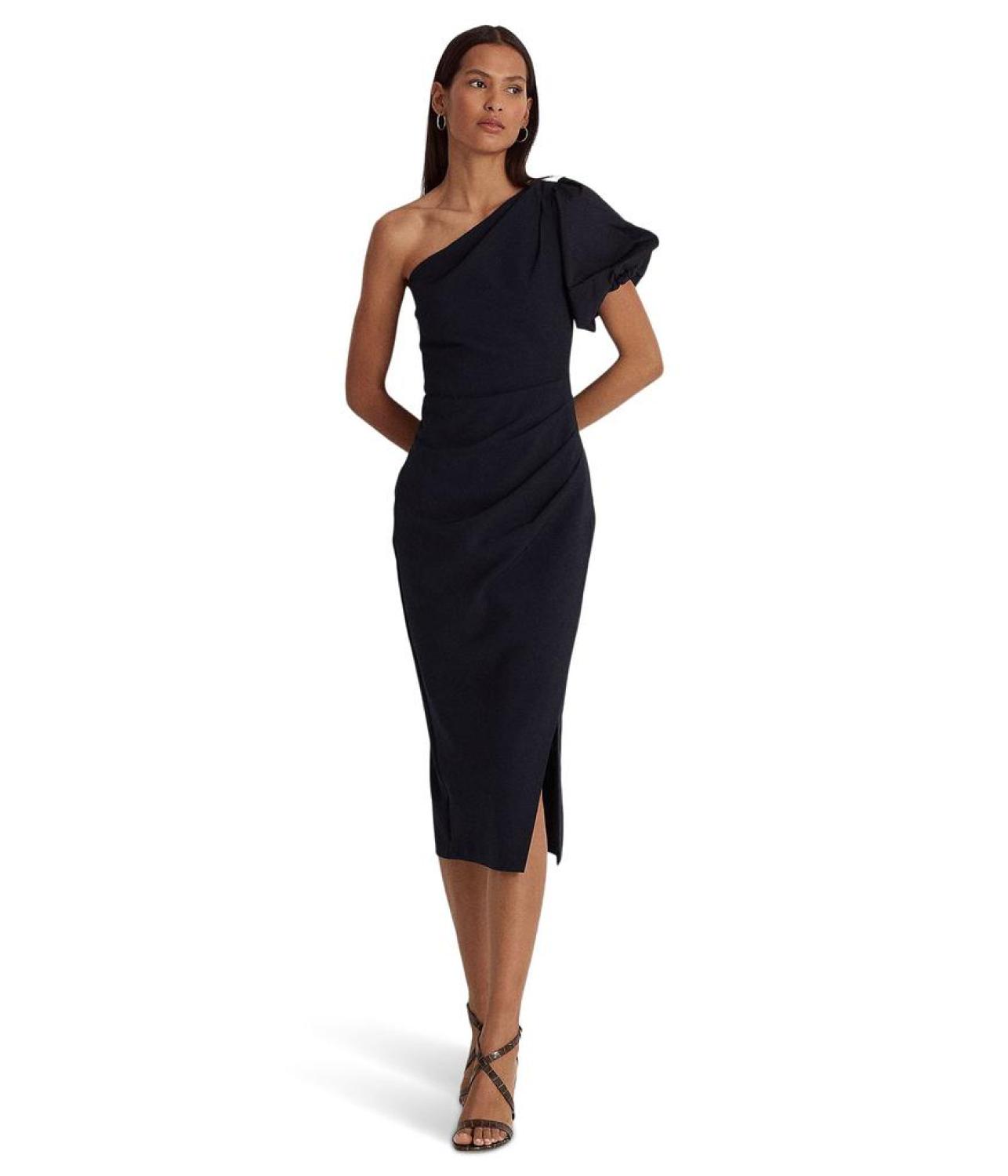 One-Shoulder Crepe Cocktail Dress