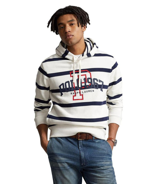 Logo Striped Fleece Hoodie