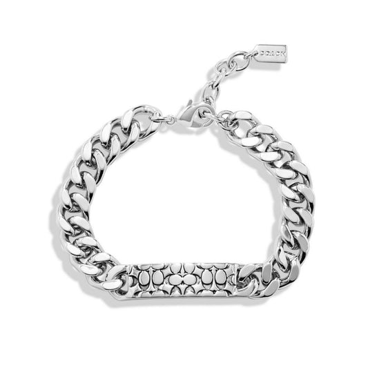 Rhodium Quilted Signature C Motif Link Bracelet