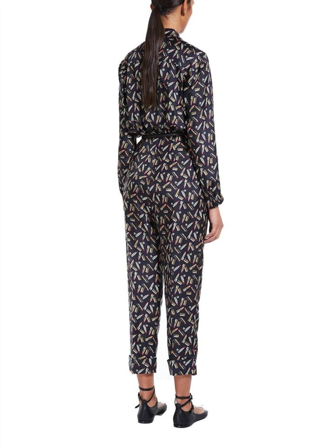 Mara Lipstick Print Jumpsuit In Black