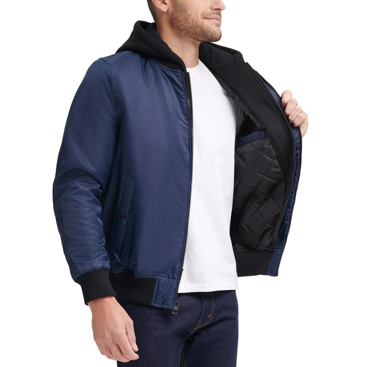 Men's Bomber Jacket with Removable Hooded Inset