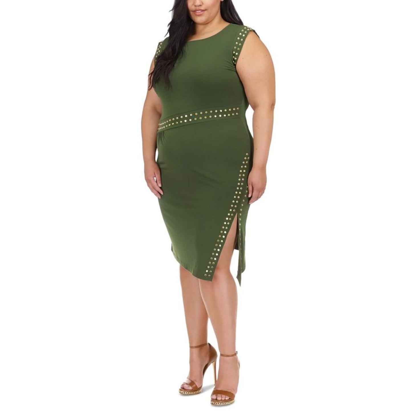 Plus Size Astor Studded Side-Slit Midi Dress